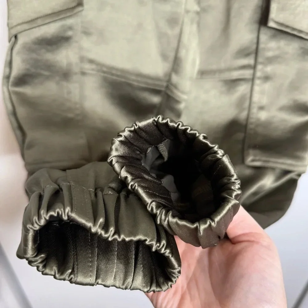 AllSaints - Astarte High-Rise Tapered Cargo Trousers Joggers - Green Size 0 - Picture 5 of 10